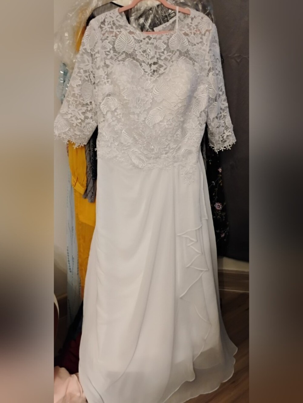 White Lace Bodice Formal Dress